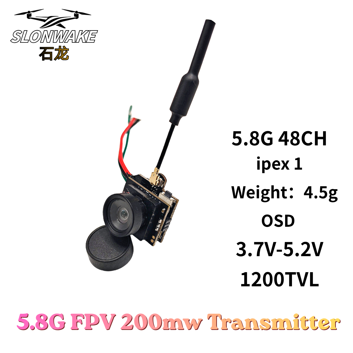 Slonwake 5.8G 48CH 200mW FPV D - Fpv Drone Transmitter reseña y precio