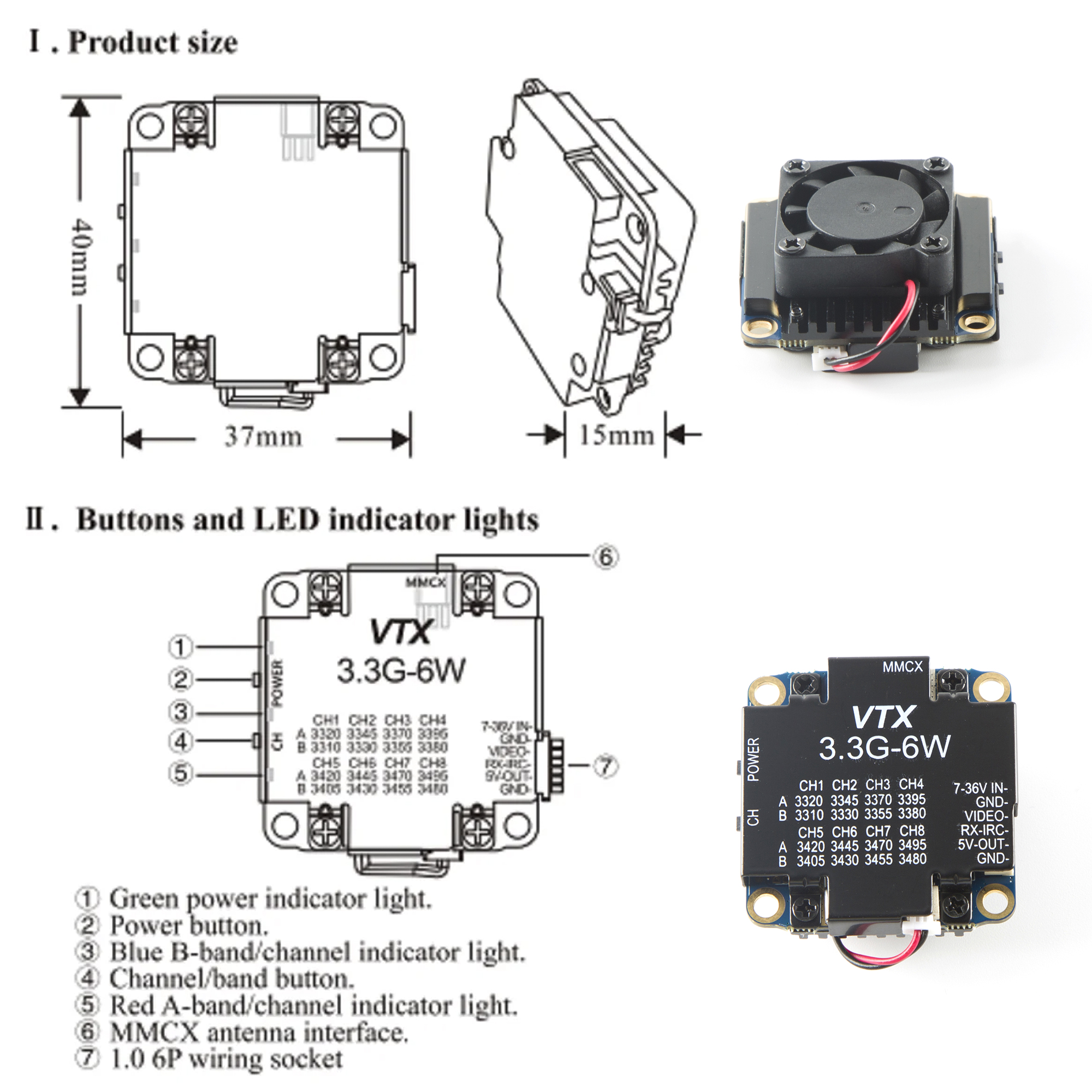 FPV Video Transmitter 3.3G 6W  - Fpv Drone Transmitter reseña y precio